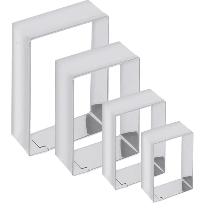 ANCKNE Rectangle cookie cutter ANCKNE Stainless Steel Rectangle Biscuit Molds Square Pastry Molds Fondant Cake Cookie Cutter Set 1 Inch Depth - Image 1