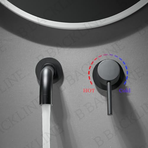 B Backline Brass Wall Mount Single Lever Basin Mixer Tap with Hot & Cold Water | tap for Basin | Bathroom Basin Faucet | Tap for Bathroom & Livingroom (Black Matt) - Image 3
