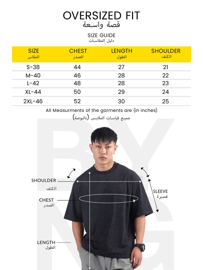 Beyoung Black Puff Printed Oversized T-shirt For Men