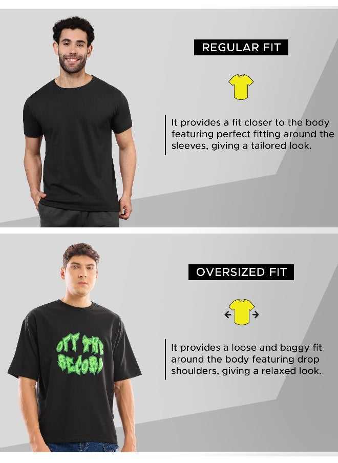 Beyoung Black Puff Printed Oversized T-shirt For Men  - Image 4