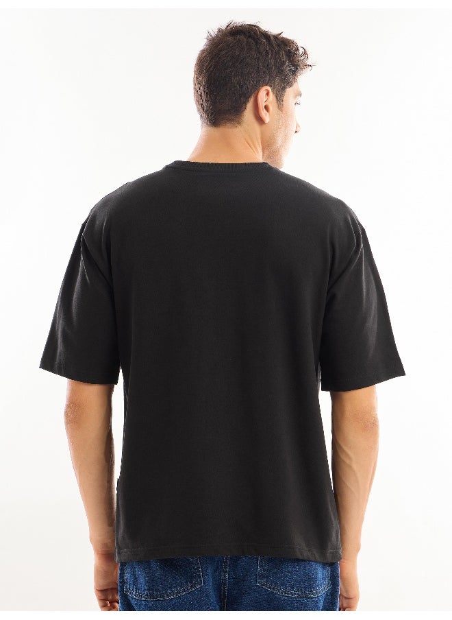 Beyoung Black Puff Printed Oversized T-shirt For Men  - Image 2