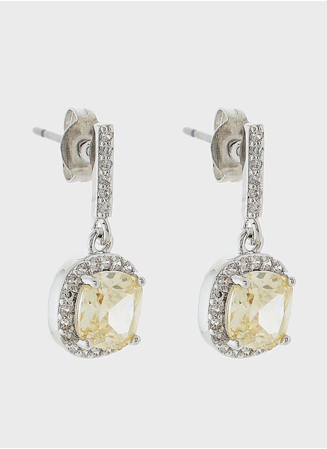 BUCKLEY LONDON The Carat Collection - Canary Cushion Drop Earrings  - Image 2