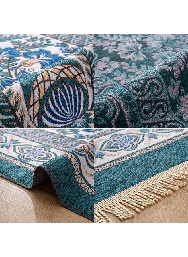 WAOKN Blue Chenille Prayer Rug, Muslim Luxury Kneeling Mat, Islamic Soft Prayer Rug - Suitable for Eid Travel Ramadan Children Men Women Prayer Rugs  - Image 3