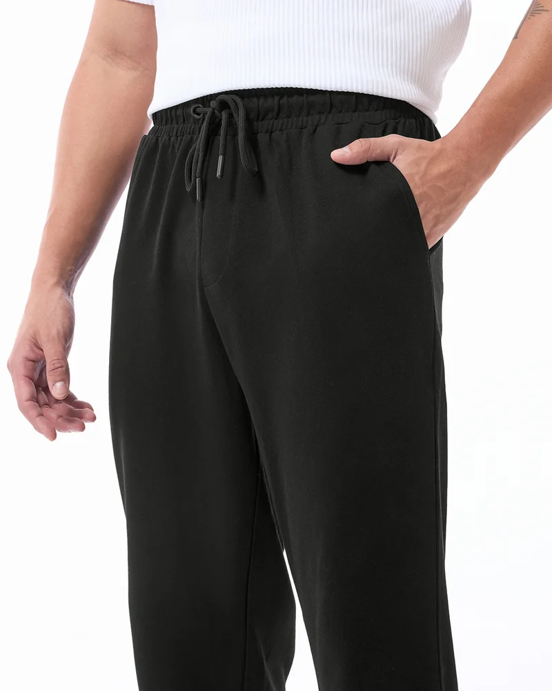 bewakoof  Men's Black Oversized Warm Joggers  | Best Price UAE