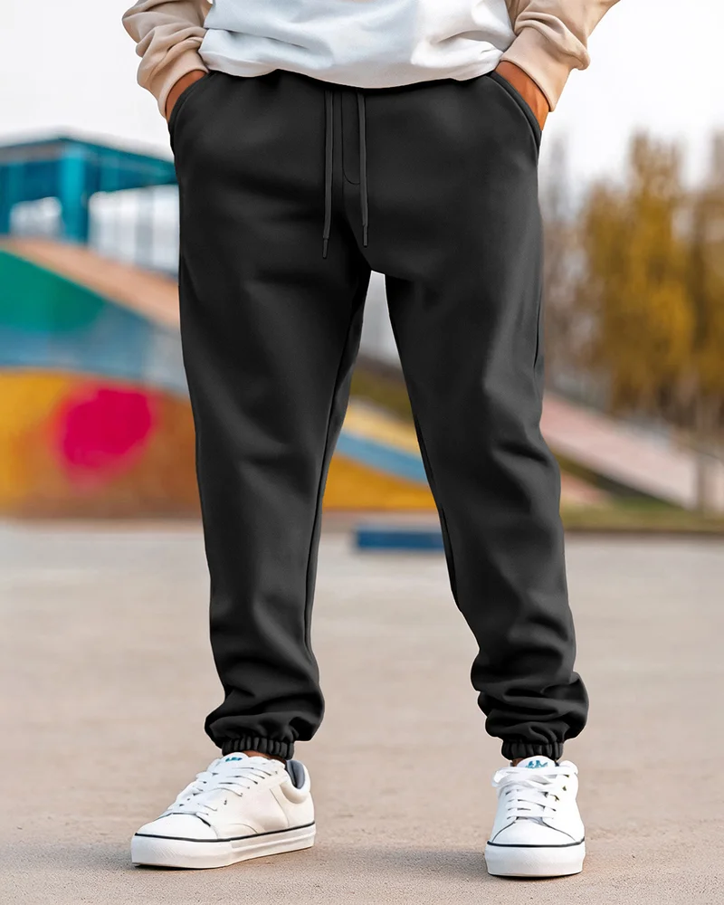 bewakoof Men's Black Oversized Warm Joggers