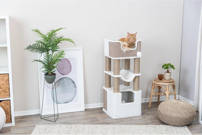 TRIXIE Lucano XXL 43in Cat Tower Sisal Scratching Posts Cat Tree with Plush Condo Cushions Dangling Cat Toys Brown - Image 3