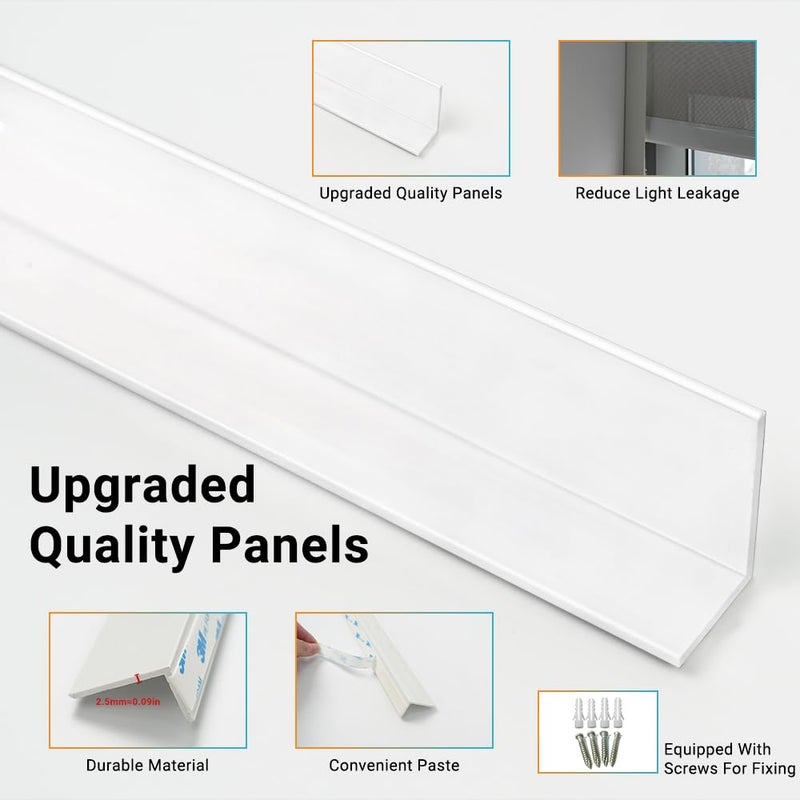 Blindify Light Blockers Blackout Side Tracks, PVC Blackout Side Strips for Window Shades and Blinds, Light Blocking Strips for Bedroom 2 Pcs(White, 58") - Image 4