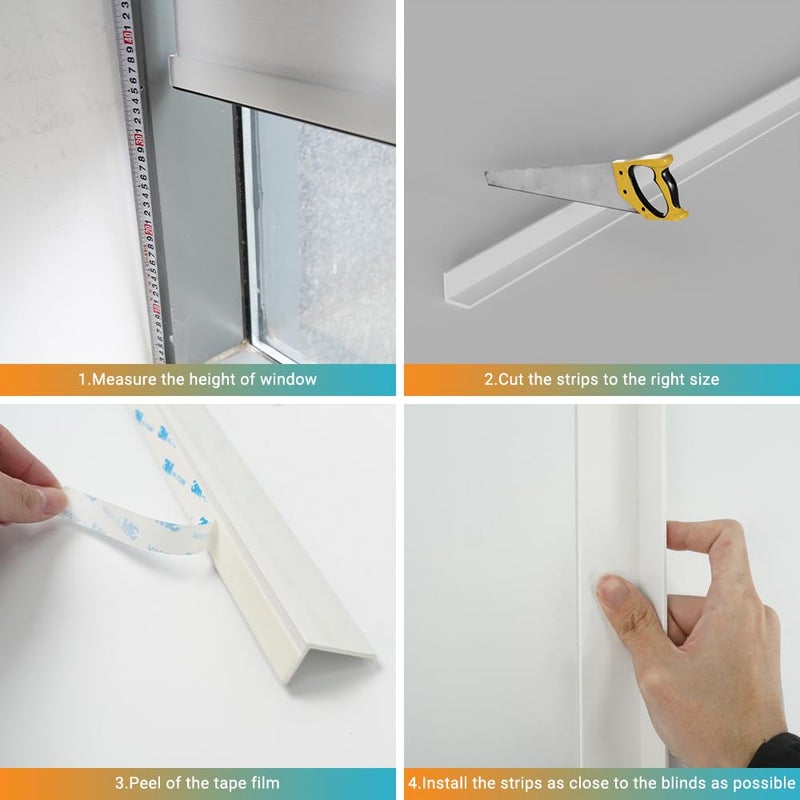 Blindify Light Blockers Blackout Side Tracks, PVC Blackout Side Strips for Window Shades and Blinds, Light Blocking Strips for Bedroom 2 Pcs(White, 58") - Image 5