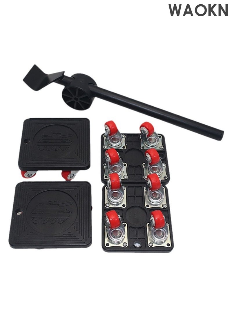 WAOKN Furniture Movers, Heavy Duty Furniture Lifter Mover Tool Set of 5, 880 Lbs Load Capacity, 360° Rotation Moving Wheels for Mover Tool Set for Office, Home, Shop, Garage Heavy Lifter - Appliance Moving System - Easy Moving Appliance Rollers Logistics Set - Image 2