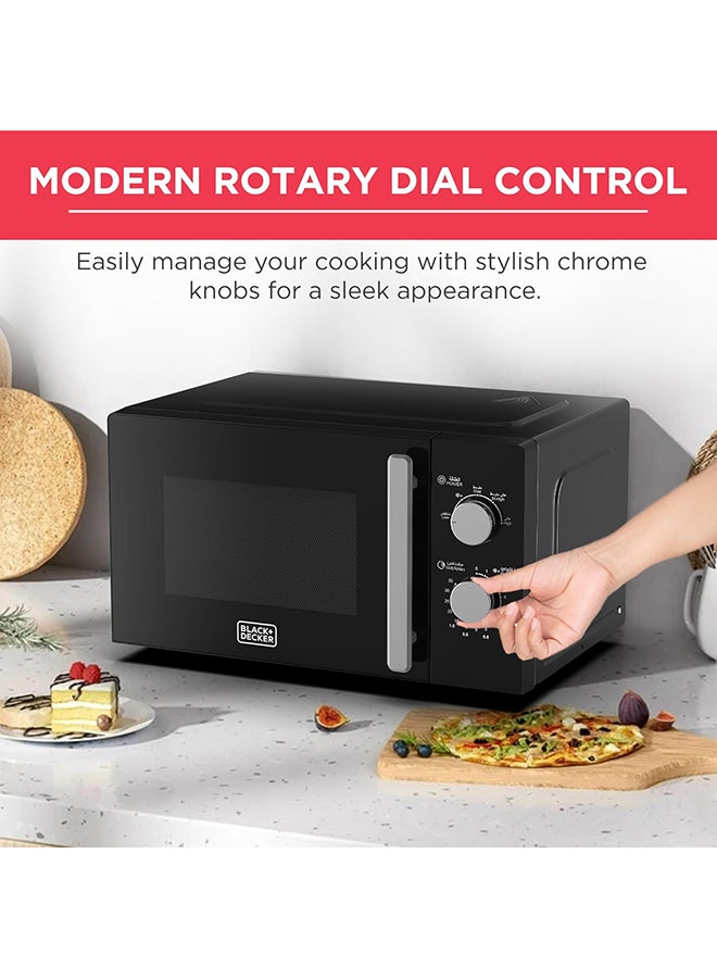 BLACK+DECKER Microwave Oven, 20L, 700W, 5 Power Levels, Defrost Function, 35-Min Timer, 255mm Glass Turntable for Even Cooking, Easy-Clean Cavity, Stylish Chrome Knobs 20 L 700 W MZ2005P-B5 Black - Image 3
