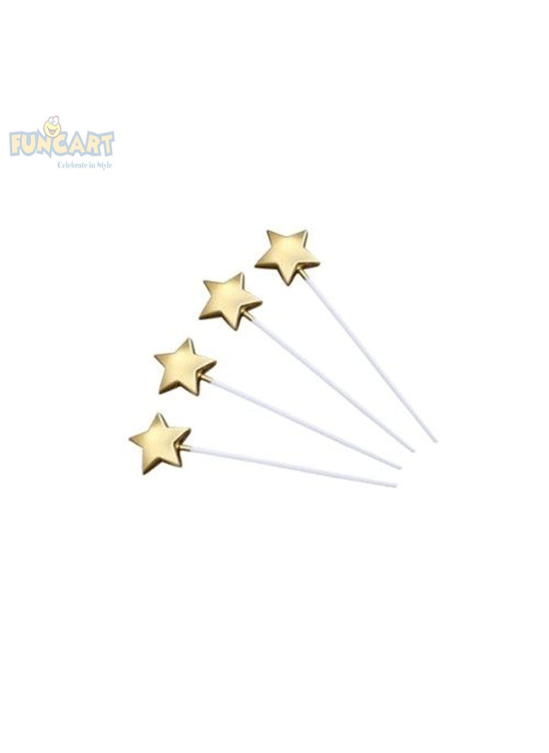 Funcart Funcart Golden Star Candle 4pcsPack for Half BirthdayBirthday PartiesWeddingEngagementValentines Day CelebrationTheme PartyChristmas Party Golden  - Image 2