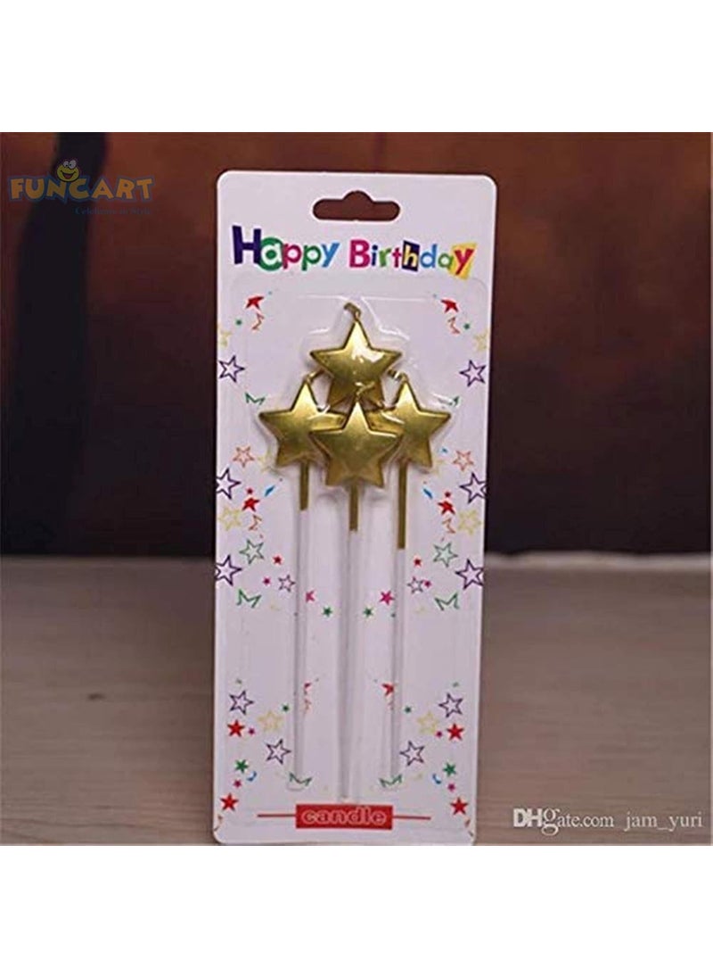 Funcart Funcart Golden Star Candle 4pcsPack for Half BirthdayBirthday PartiesWeddingEngagementValentines Day CelebrationTheme PartyChristmas Party Golden  - Image 3