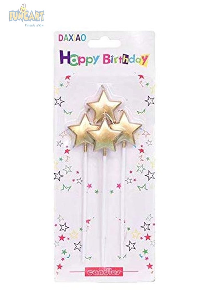 Funcart Funcart Golden Star Candle 4pcsPack for Half BirthdayBirthday PartiesWeddingEngagementValentines Day CelebrationTheme PartyChristmas Party Golden  - Image 4