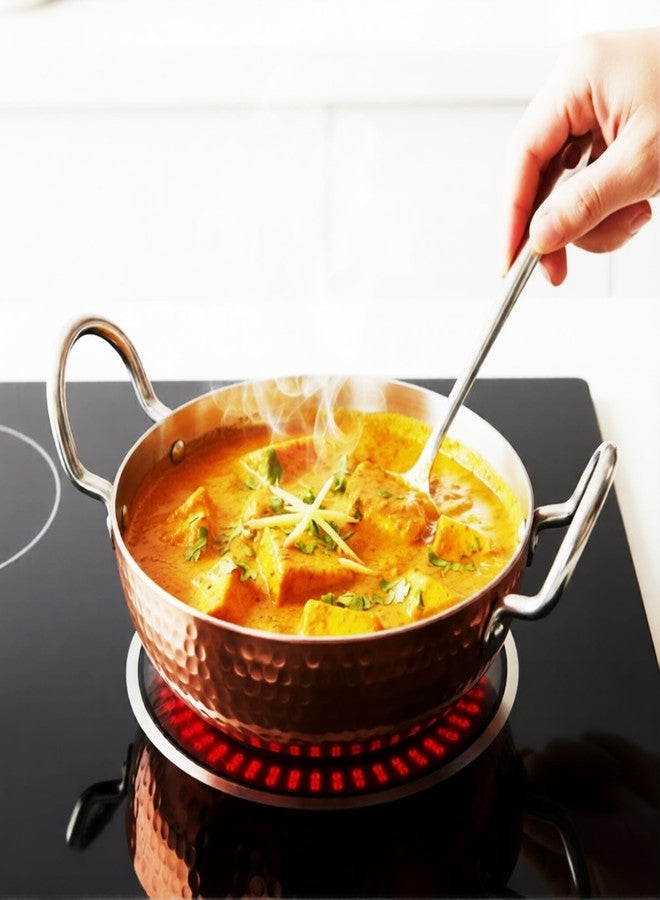 FLIXBLOOM Hammered Kadai with Stainless Steel Lid, Attractive Speical Food Grade Cookware Aluminium Kitchen LPG Stovetop & Induction Base Bottom Cooking Kadhai with Handle (3 Litre) - Image 4