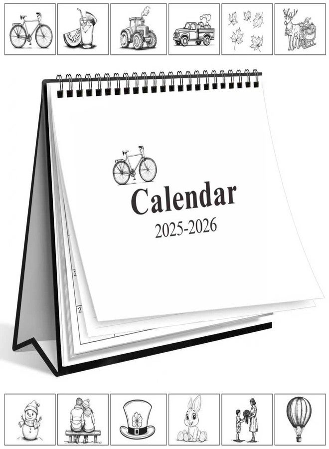 Gannyfer Desk Calendar 2025-2026, Small Standing Flip Calendar,July 2025 - Dec 2026, 18 Monthly Simplicity Desktop Calendar for Home, School and Office, 6" x 8", Black (3 Stickers Included) - Image 1