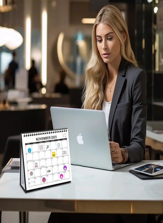 Gannyfer Desk Calendar 2025-2026, Small Standing Flip Calendar,July 2025 - Dec 2026, 18 Monthly Simplicity Desktop Calendar for Home, School and Office, 6" x 8", Black (3 Stickers Included) - Image 2
