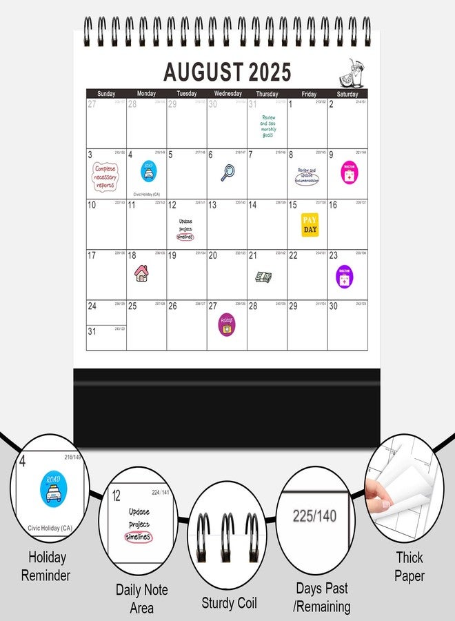Gannyfer Desk Calendar 2025-2026, Small Standing Flip Calendar,July 2025 - Dec 2026, 18 Monthly Simplicity Desktop Calendar for Home, School and Office, 6" x 8", Black (3 Stickers Included) - Image 4