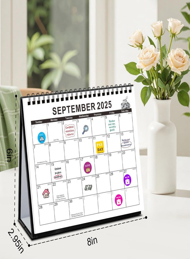 Gannyfer Desk Calendar 2025-2026, Small Standing Flip Calendar,July 2025 - Dec 2026, 18 Monthly Simplicity Desktop Calendar for Home, School and Office, 6" x 8", Black (3 Stickers Included) - Image 3