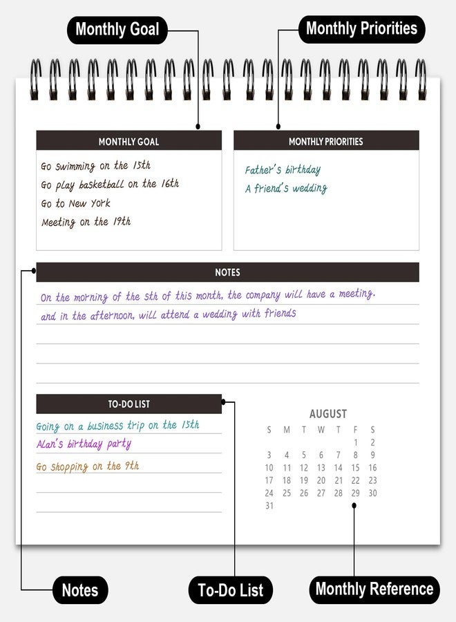 Gannyfer Desk Calendar 2025-2026, Small Standing Flip Calendar,July 2025 - Dec 2026, 18 Monthly Simplicity Desktop Calendar for Home, School and Office, 6" x 8", Black (3 Stickers Included) - Image 5