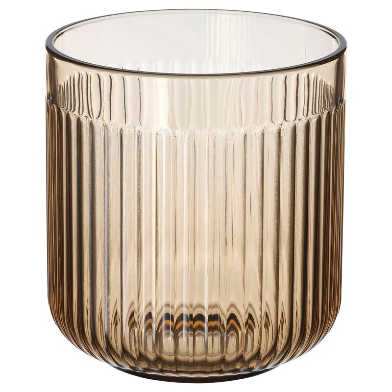 GRADVIS Grooved Glass Plant Pot, Light Brown, 12 cm - Image 1