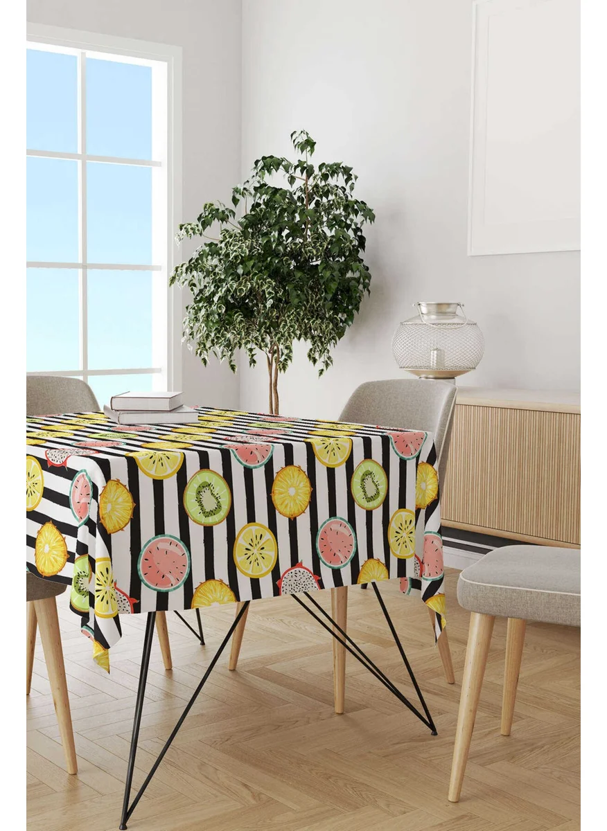 كانغو هوم White Yellow Fruit Patterned Digital Printed Tablecloth OYTYK934-MS
