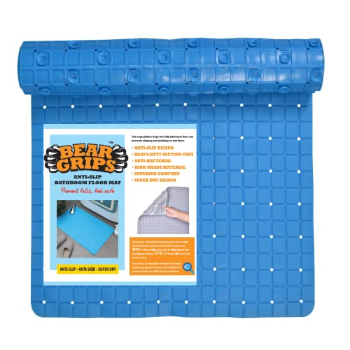 BEAR GRIPS Anti-Slip Bathroom Floor mat for Elderly, Prevent Bathroom Falling Anti-Skid Mat with Suction Grips (Size 78 X 46 cm - Sky Blue, Polyvinyl Chloride, Rectangular) - Image 1