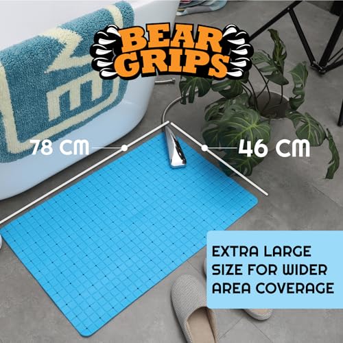 BEAR GRIPS Anti-Slip Bathroom Floor mat for Elderly, Prevent Bathroom Falling Anti-Skid Mat with Suction Grips (Size 78 X 46 cm - Sky Blue, Polyvinyl Chloride, Rectangular) - Image 2
