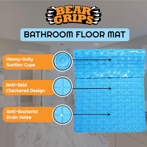 BEAR GRIPS Anti-Slip Bathroom Floor mat for Elderly, Prevent Bathroom Falling Anti-Skid Mat with Suction Grips (Size 78 X 46 cm - Sky Blue, Polyvinyl Chloride, Rectangular) - Image 3