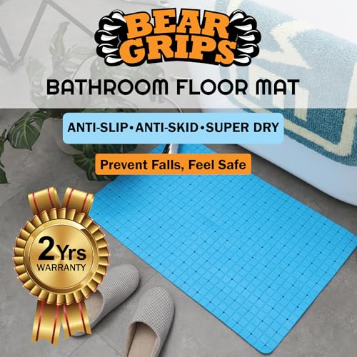 BEAR GRIPS Anti-Slip Bathroom Floor mat for Elderly, Prevent Bathroom Falling Anti-Skid Mat with Suction Grips (Size 78 X 46 cm - Sky Blue, Polyvinyl Chloride, Rectangular) - Image 4