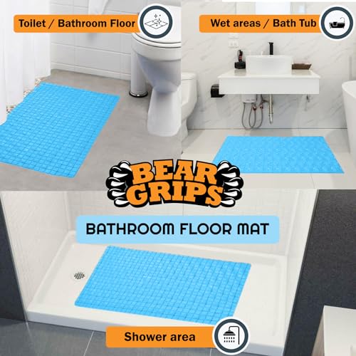 BEAR GRIPS Anti-Slip Bathroom Floor mat for Elderly, Prevent Bathroom Falling Anti-Skid Mat with Suction Grips (Size 78 X 46 cm - Sky Blue, Polyvinyl Chloride, Rectangular) - Image 5