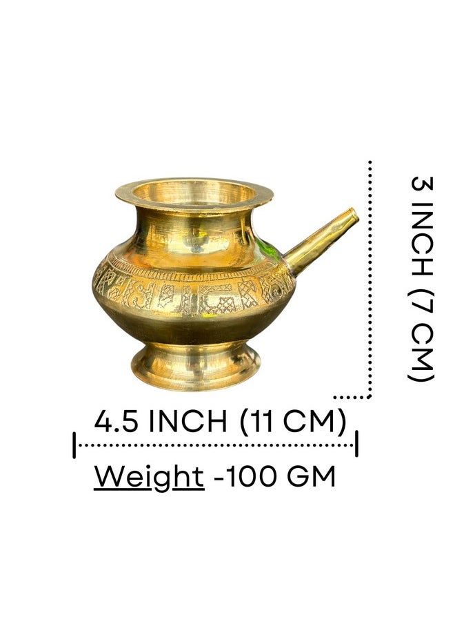 Salvus App SOLUTIONS Salvus APP SOLUTIONS Traditional Brass Karwa Chauth Lota - Handcrafted Water Pot for Karwa Chauth Pooja and Festive Rituals, 1-Pc (Golden_4.5x3 inch) [N-8]  - Image 2