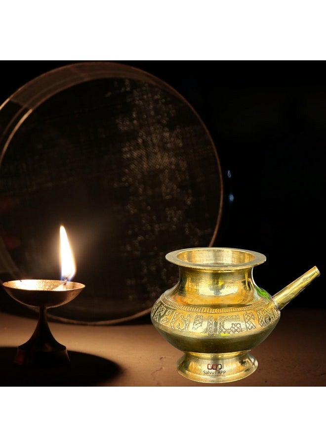 Salvus App SOLUTIONS Salvus APP SOLUTIONS Traditional Brass Karwa Chauth Lota - Handcrafted Water Pot for Karwa Chauth Pooja and Festive Rituals, 1-Pc (Golden_4.5x3 inch) [N-8]  - Image 5