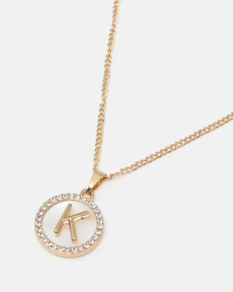 REDTAG Women Gold Letter K Necklace Set