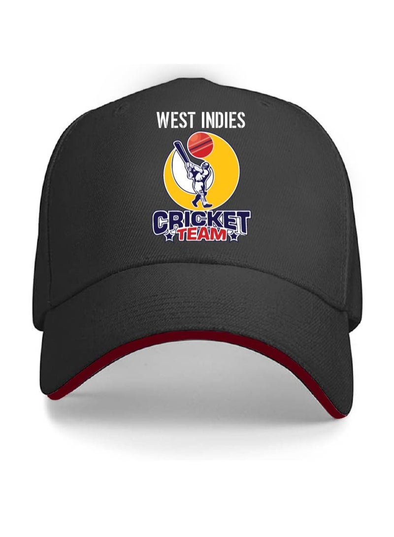 West Indies Sports Fans Cricket Cap for Men and Women - West Indies Sports Cricket Caps for Fans - Metal Adjustable Buckle Closure Cap - Unisex Cricket Cap for Sports Matches - Image 1