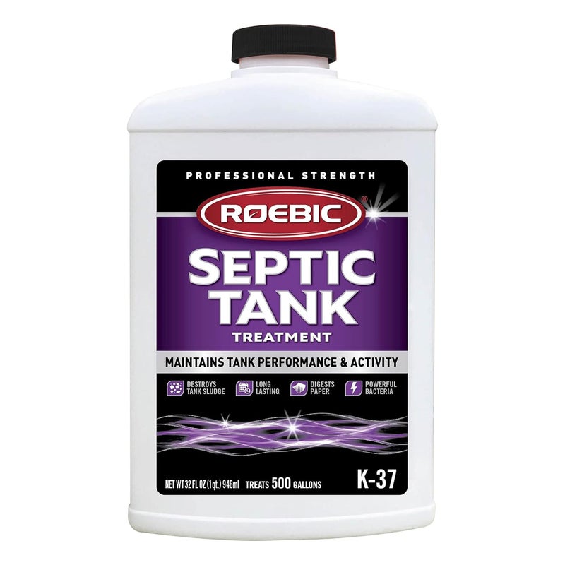Roebic K-37-Q Septic Tank Treatment: Removes Clogs, Environmentally Friendly Bacteria Enzymes, Safe for Toilets, 32 Fl Oz - Lasts 1 Year, 32 Ounces - Image 1