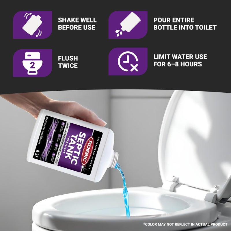Roebic K-37-Q Septic Tank Treatment: Removes Clogs, Environmentally Friendly Bacteria Enzymes, Safe for Toilets, 32 Fl Oz - Lasts 1 Year, 32 Ounces - Image 3