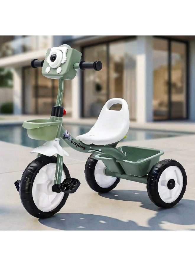 BAYBEE Rollito Baby Tricycle for Kids Smart Plug and Play Kids Tricycle Baby Cycle with Front & Rear Storage Baskets 3 Wheels Tricycle Baby Tricycle Cycle for Kids 2 to 5 Years Boy Girl Green - Image 1