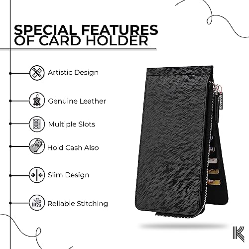 Kraptick 26 Slots Leather Slim Credit, Debit, Card Holder with Dual Compartment, Long Wallet, Case Wallet with Snap Shut Purse with Unisex Design (Black) - Image 4
