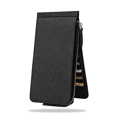 Kraptick 26 Slots Leather Slim Credit, Debit, Card Holder with Dual Compartment, Long Wallet, Case Wallet with Snap Shut Purse with Unisex Design (Black) - Image 1