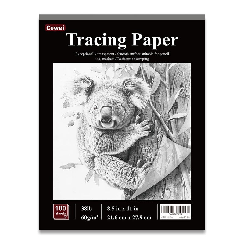 Cewei Tracing Paper for Drawing, 8.5”x11 Trace Paper, 100 Sheets (38 lb/ 60 GSM) Translucent Vellum Paper, Tracing Paper Pad for Sketching, Drawing, Overlaying Images, Vellum Art Papers. - Image 1