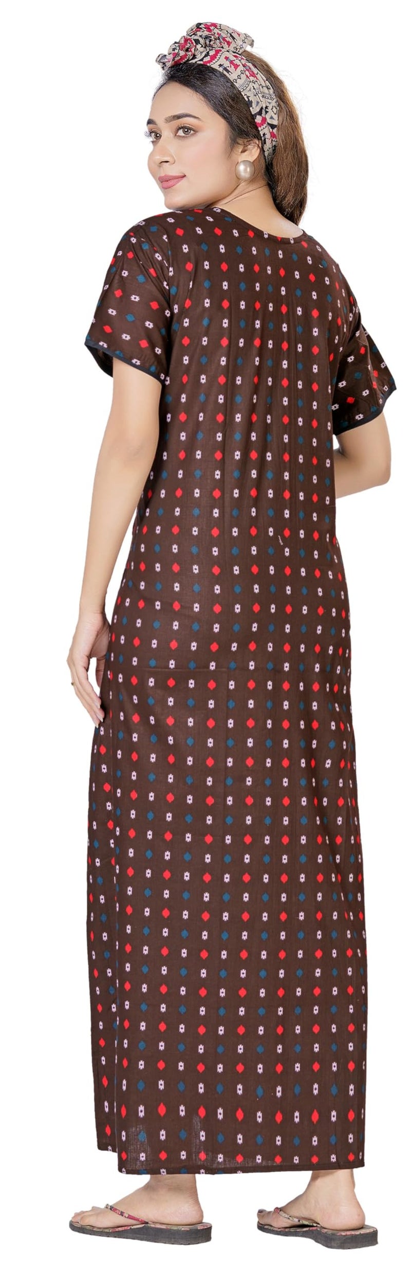 WiWi Women's Cotton Printed Feeding Maternity Nighty Coffee - Image 5