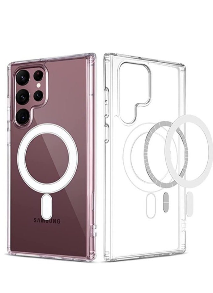 Raxoom Samsung Galaxy S23 Ultra Case Slim Thin Magnetic Case Shock Absorption Anti-Scratch Hard Back Crystal Case Cell Phone Cover Compatible with Samsung Galaxy S23 Ultra Case - Image 2