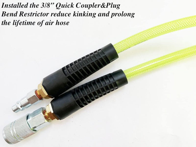 SANFU 3/8”ID x 100ft Polyurethane Reinforced Air Hose with Quick Coupler, Green - Image 3
