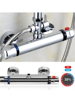Excefore Chrome Thermostatic Shower Mixer, Solid Brass Bathroom Thermostat Bar Valve Anti Scald Tap, Top Outlet Design, Constant Temperature Control, Hot & Cold Water Mixer(Top 1/2")  - Image 4