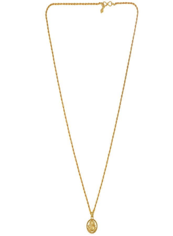 Morvi Gold Plated Brass Sun Design Ganesh Ganpati, Vinayak, Gajanand, Fashion Necklace Chain Pendant for Men and Women - Image 2