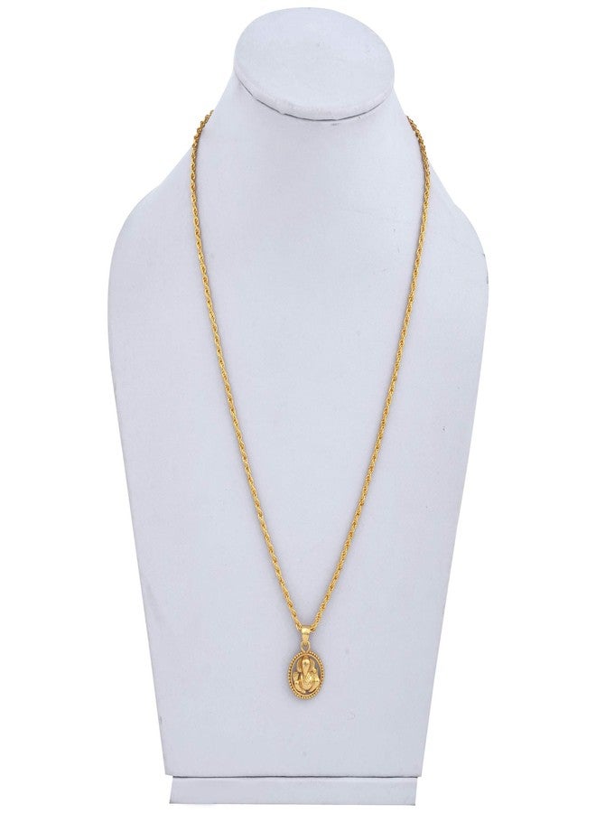 Morvi Gold Plated Brass Sun Design Ganesh Ganpati, Vinayak, Gajanand, Fashion Necklace Chain Pendant for Men and Women - Image 3