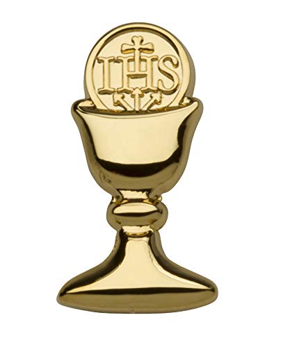 Precious Pieces First Communion Gift Chalice Tie or Lapel Pin Gift for Boys (Gold Tone) - Image 1