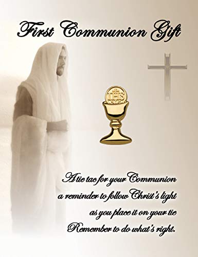 Precious Pieces First Communion Gift Chalice Tie or Lapel Pin Gift for Boys (Gold Tone) - Image 2