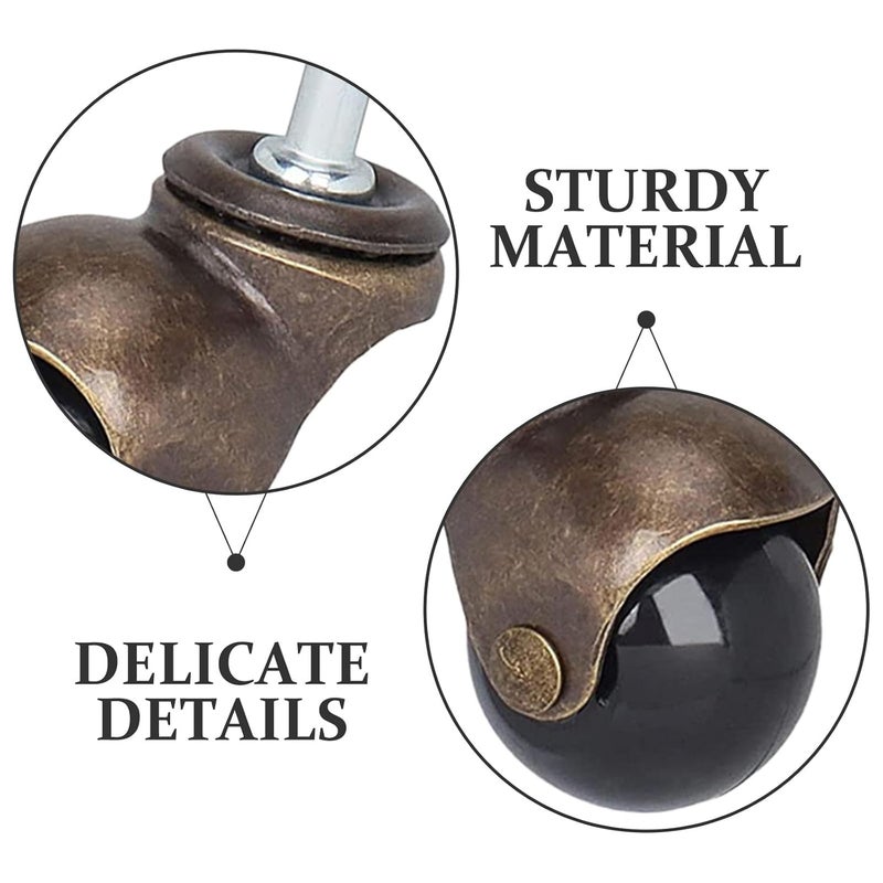 4Pcs Heavy Duty Stem Caster Wheels Vintage Style Ball Swivel Casters Iron Steel Construction - Image 4
