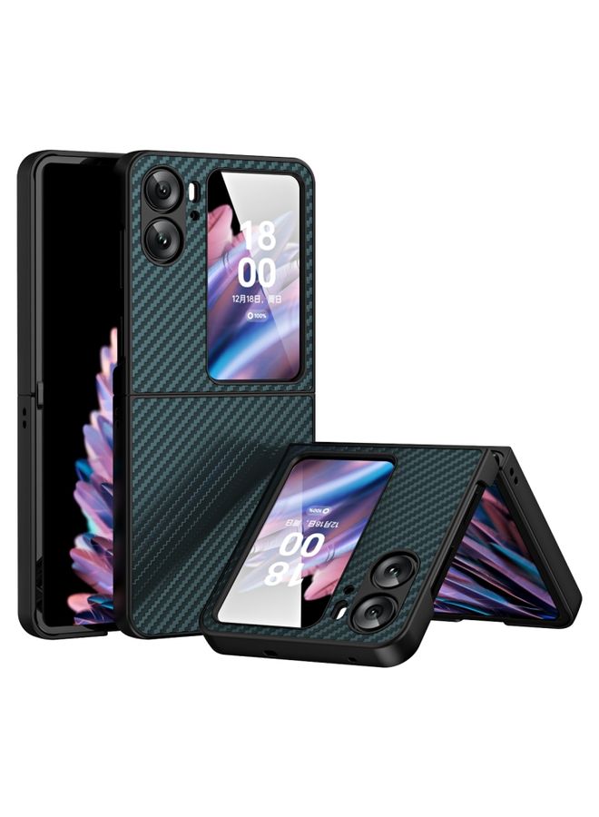 HuHa Case Cover For OPPO Find N2 Flip Integrated Composite Carbon Fiber Pattern Phone Case Green
